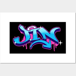 BTS bangtan Kim seokjin jin name graffiti typography army | Morcaworks Posters and Art